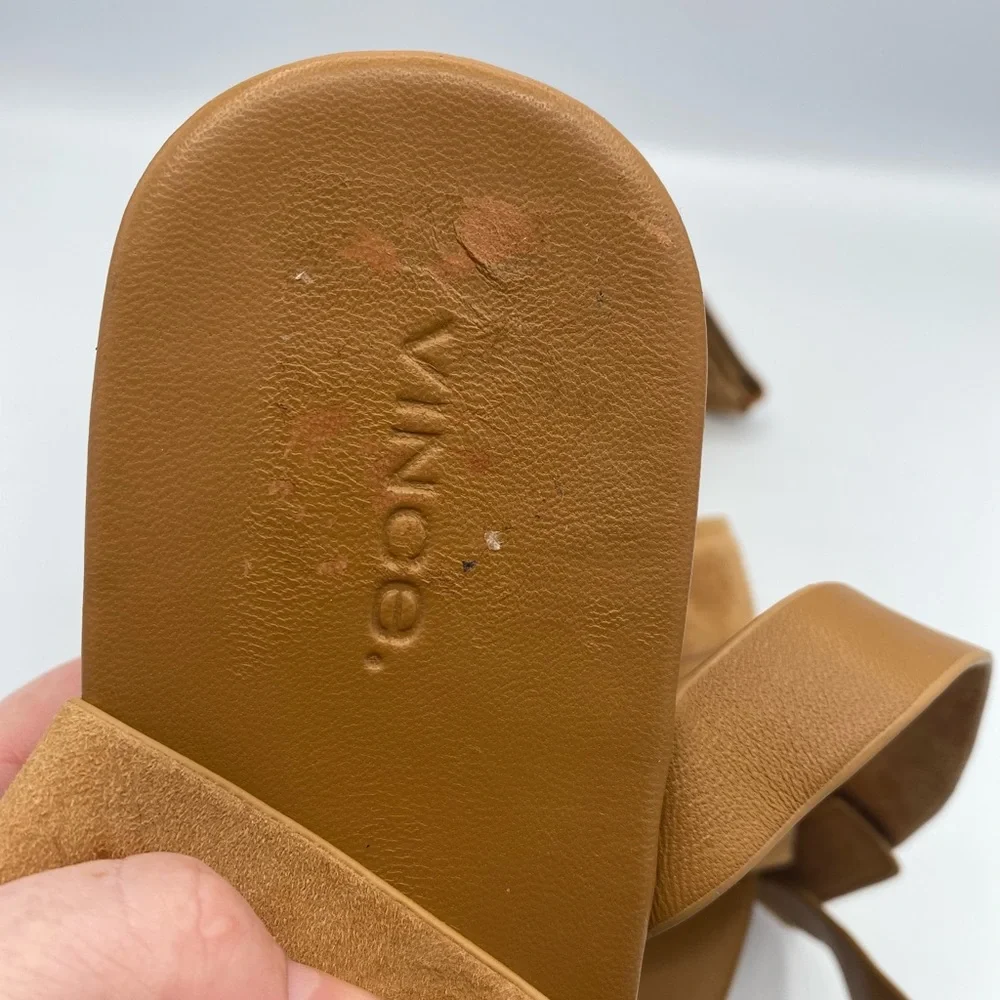 Vince Tan Jet Suede Leather‎ Chunky Platform Cork Woman’s Sandals Size 10